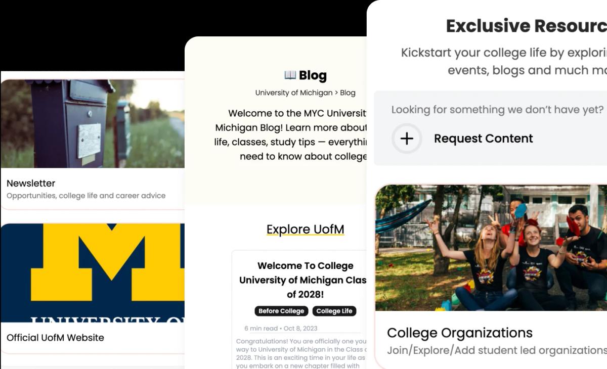 Explore University of Michigan student resources, blogs, and organizations for prospective college students on our social platform.