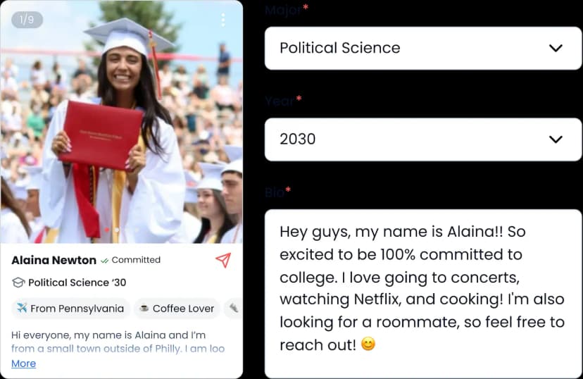Prospective class of 2030 college students' roommate profile: Political Science, coffee lover, from Pennsylvania. Connect!